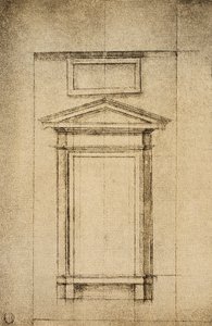 Studie voor een raam van de vestibule van de Laurentiaanse Bibliotheek door Michelangelo Buonarroti